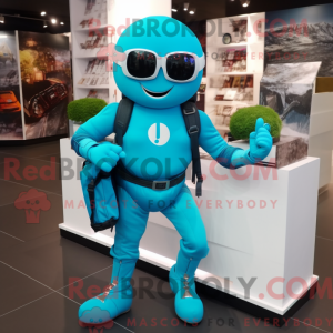 Cyan Superhero mascot...