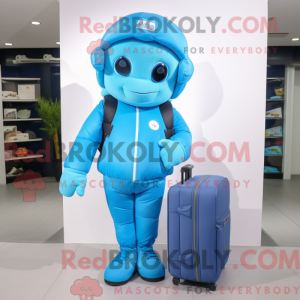 Cyan Superhero mascot...