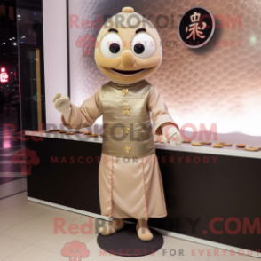 Fantasia de mascote Tan Dim Sum com gola alta e abotoaduras - Mascotes dim sum - REBROKO_273055 - RedBrokoly.com