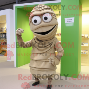 Olive Mummy-mascottekostuum...