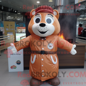Fantasia de mascote Peach Bbq Ribs com parca e pulseiras - Mascotes churrasco - REBROKO_273075 - RedBrokoly.com