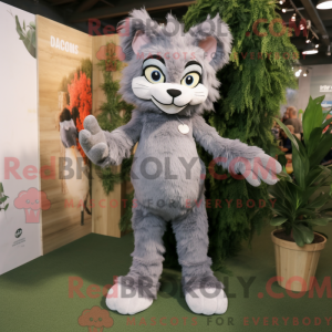 Grå Lynx-maskotdraktfigur...