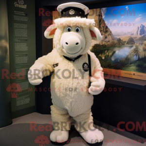 Cream Suffolk Sheep maskot...