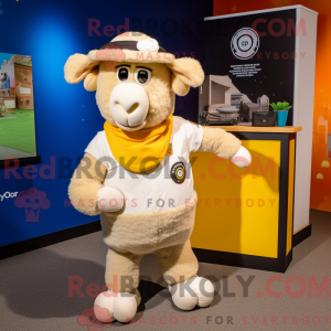 Cream Suffolk Sheep maskot...