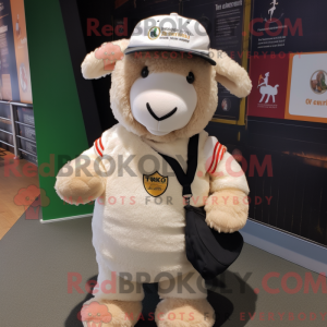 Cream Suffolk Sheep maskot...