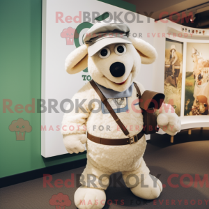 Cream Suffolk Sheep maskot...