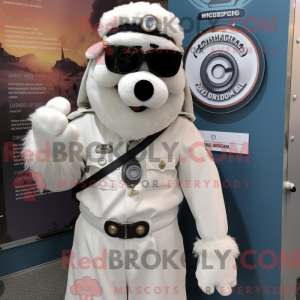 Hvit Commando maskot drakt...