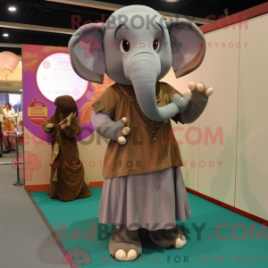 Brun elefant maskot drakt...