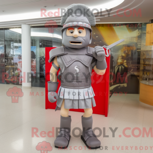 Gray Roman Soldier mascot...