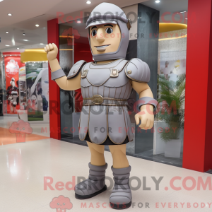 Grå romersk soldat maskot...