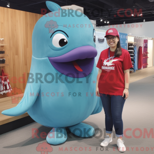 Maroon Blue Whale mascot...