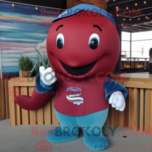 Maroon Blue Whale maskot...
