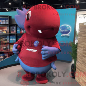 Maroon Blue Whale maskot...