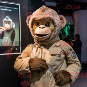 Tan Monkey maskot kostume...