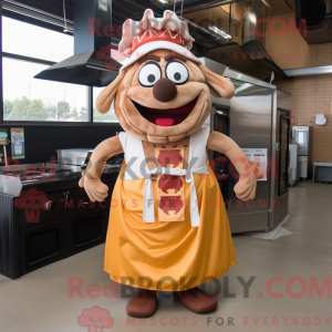 Tan Bbq Ribs maskot kostume...