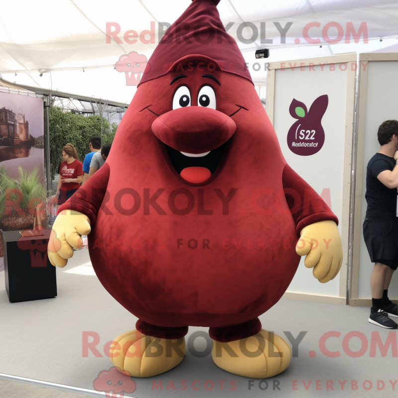 Fantasia de mascote de pera bordô com short cargo e palmilhas - Mascotes de pêra - REBROKO_273423 - RedBrokoly.com