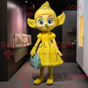 Yellow Elf maskot kostume...