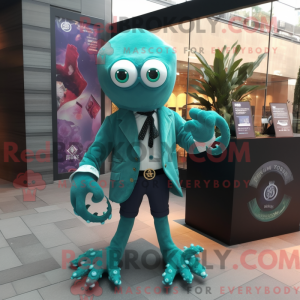 Blågrön Kraken maskot...