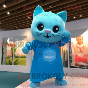 Cyaan Cat mascottekostuum...