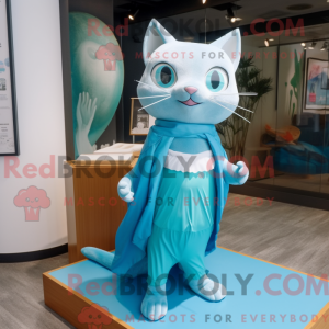 Cyaan Cat mascottekostuum...