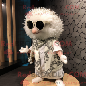 Witte egel mascottekostuum...