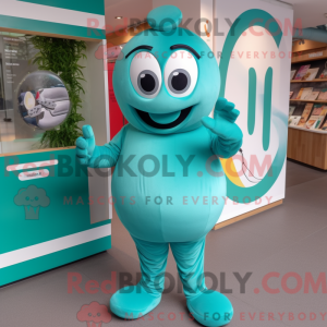Teal Phone mascot costume...