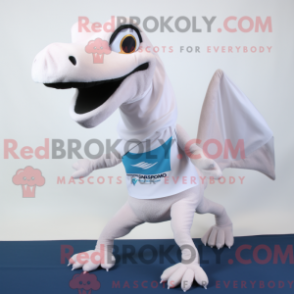 Fantasia de mascote Dimorphodon branco com calção de corrida e cachecóis - Mascotes Dimorphodon - RedBrokoly.com