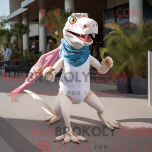 Fantasia de mascote Dimorphodon branco com calção de corrida e cachecóis - Mascotes Dimorphodon - RedBrokoly.com