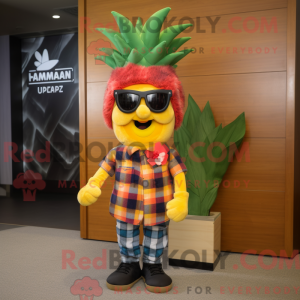 Aas mascottekostuum gekleed...