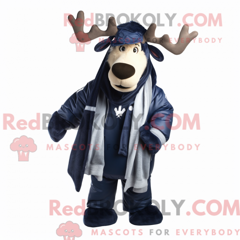 Fantasia de mascote de alce marinho com jaqueta e cachecóis - Alces mascotes - REBROKO_273674 - RedBrokoly.com