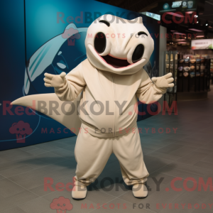 Beige Manta Ray mascot...