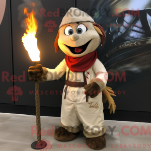 Beige Fire Eater maskot...