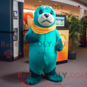 Teal Sea Lion mascot...