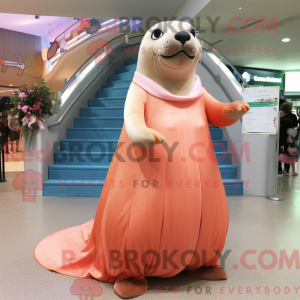 Peach Sea Lion mascot...