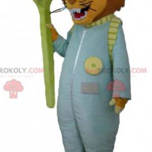 Tiger mascot with a suit and a toothbrush - Redbrokoly.com