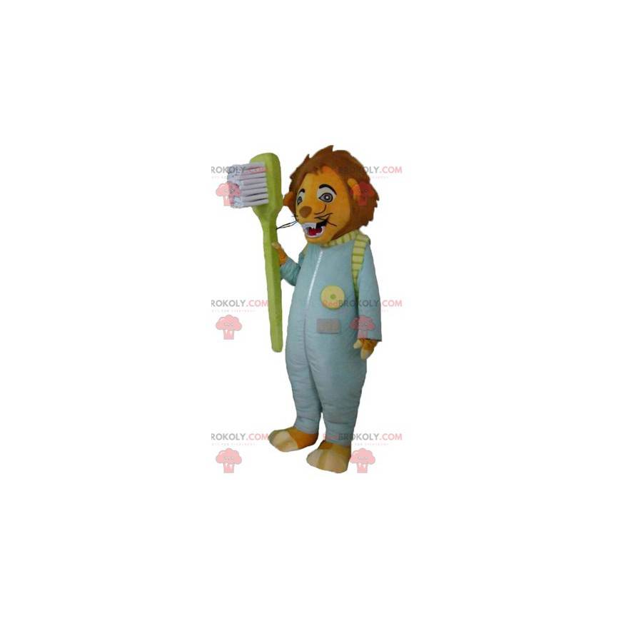 Tiger mascot with a suit and a toothbrush - Redbrokoly.com