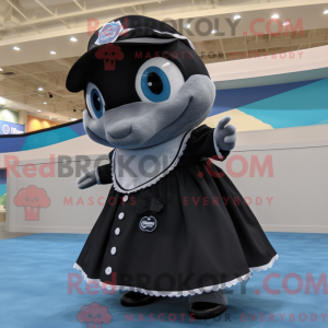 Sort delfin maskot kostume...