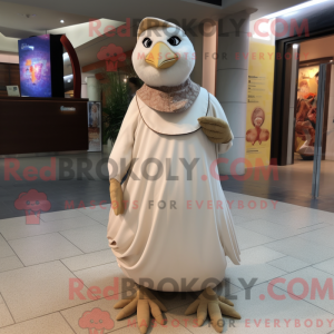 Beige Quail maskot kostume...