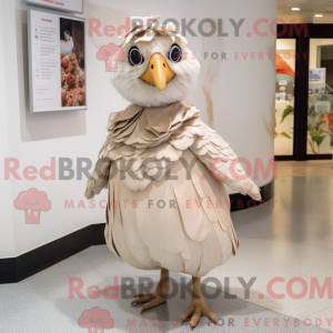 Beige Quail maskot kostume...