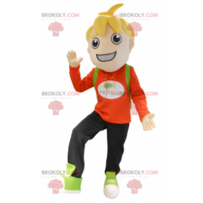 Liten blond skolegutt-maskot - Redbrokoly.com