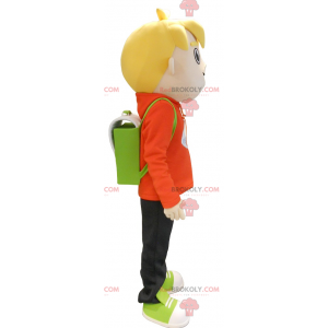 Mascotte de petit garçon écolier blond - Redbrokoly.com