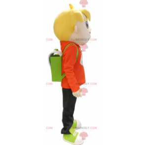 Kleine blonde schooljongen jongen mascotte - Redbrokoly.com