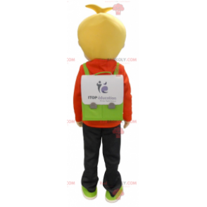 Kleine blonde schooljongen jongen mascotte - Redbrokoly.com