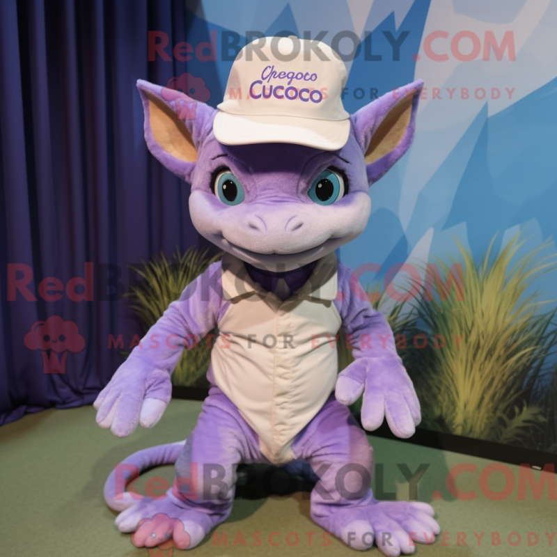 Fantasia de mascote Chupacabra lavanda com macacão e bonés - Mascotes chupacabras - REBROKO_274012 - RedBrokoly.com