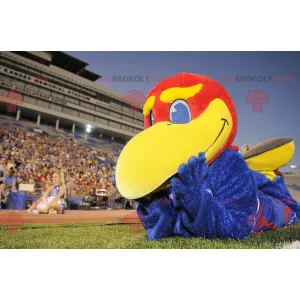 Mascot big blue red and yellow bird - Redbrokoly.com