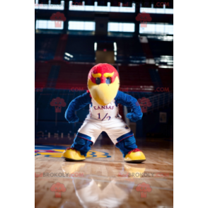 Mascot stor blå rød og gul fugl - Redbrokoly.com