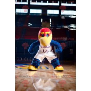 Mascotte grande uccello blu rosso e giallo - Redbrokoly.com
