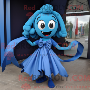 Blue Medusa mascot costume...