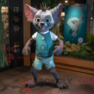 Teal Fruit Bat mascot...