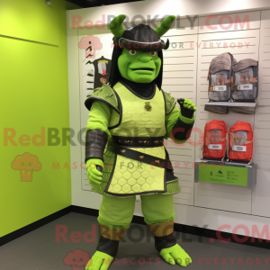 Limegrøn Samurai maskot...